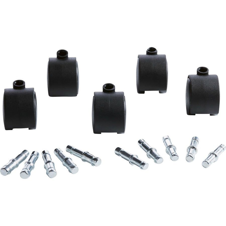 Master Caster Deluxe Duet Hooded Carpet Casters - 2" Diameter - 110 lb Load Capacity - Nylon - Matte Black - 5 / Set