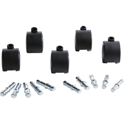 Master Caster Deluxe Duet Hooded Carpet Casters - 2" Diameter - 110 lb Load Capacity - Nylon - Matte Black - 5 / Set