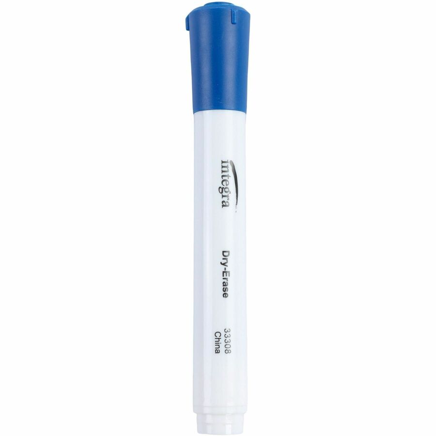 Integra Chisel Point Dry-erase Markers - Blue Ink - Fiber Tip - Writing - 12 / Dozen