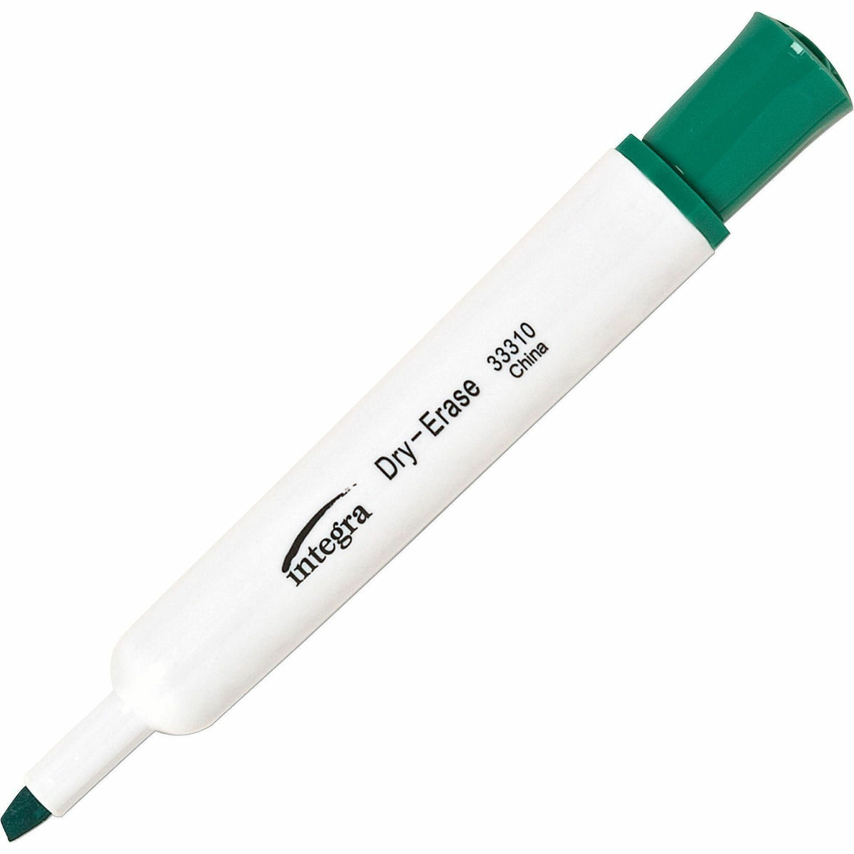 Integra Chisel Point Dry-erase Markers - Green Ink - Fiber Tip - Writing - 12 / Dozen