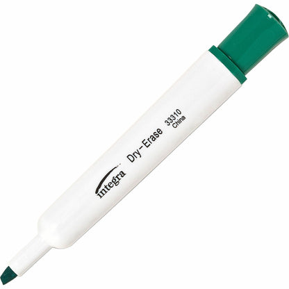 Integra Chisel Point Dry-erase Markers - Green Ink - Fiber Tip - Writing - 12 / Dozen