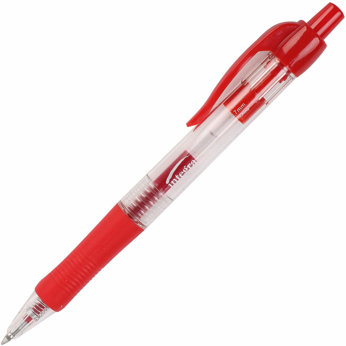 Integra Retractable 0.7mm Gel Pens - 0.7 mm Medium Pen Point - Retractable - Red Ink - Gel-based - Red Barrel - Metal Ti