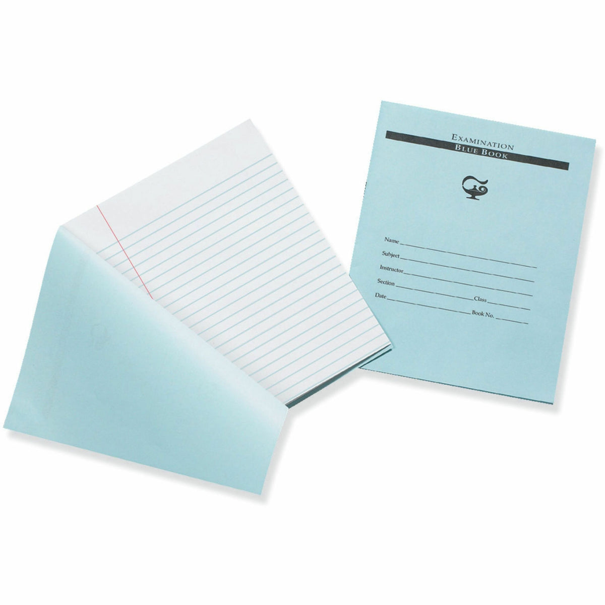 Pacon Blue Book Examination Book - 8 Sheets - 0.37" Ruled - Red Margin - 7" x 8 1/2" Sheet Size - White Paper - Blue Cov