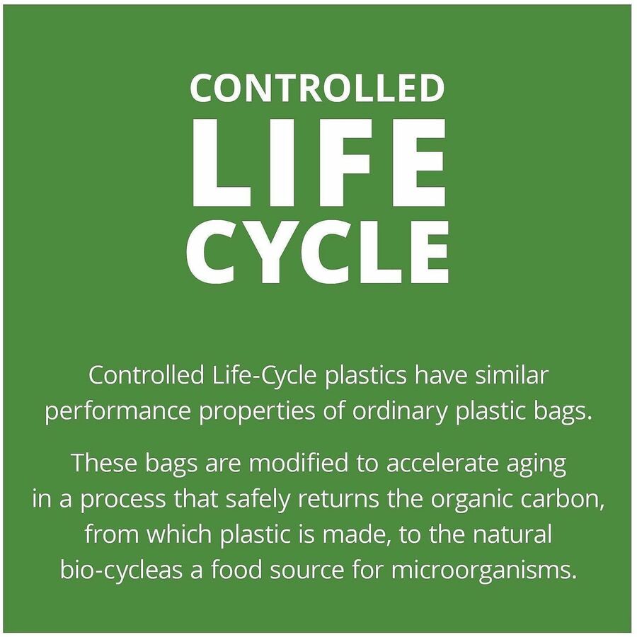 Stout Controlled Life-Cycle Plastic Trash Bags - 39 gal Capacity - 44" Length x 33" Width x 1.10 mil (28 Micron) Thickne