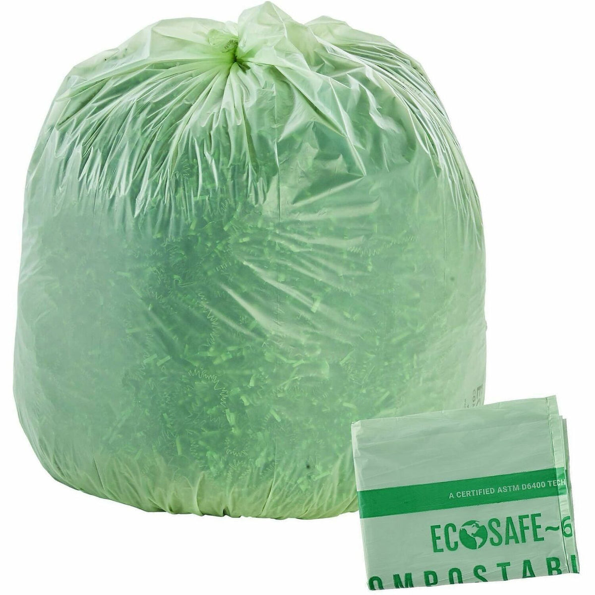 Stout EcoSafe Trash Bags - 64 gal Capacity - 60" Length x 48" Width x 0.85 mil (22 Micron) Thickness - Green - Plastic -