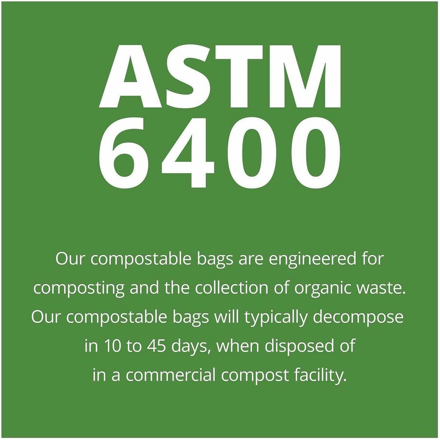 Stout EcoSafe Trash Bags - 64 gal Capacity - 60" Length x 48" Width x 0.85 mil (22 Micron) Thickness - Green - Plastic -