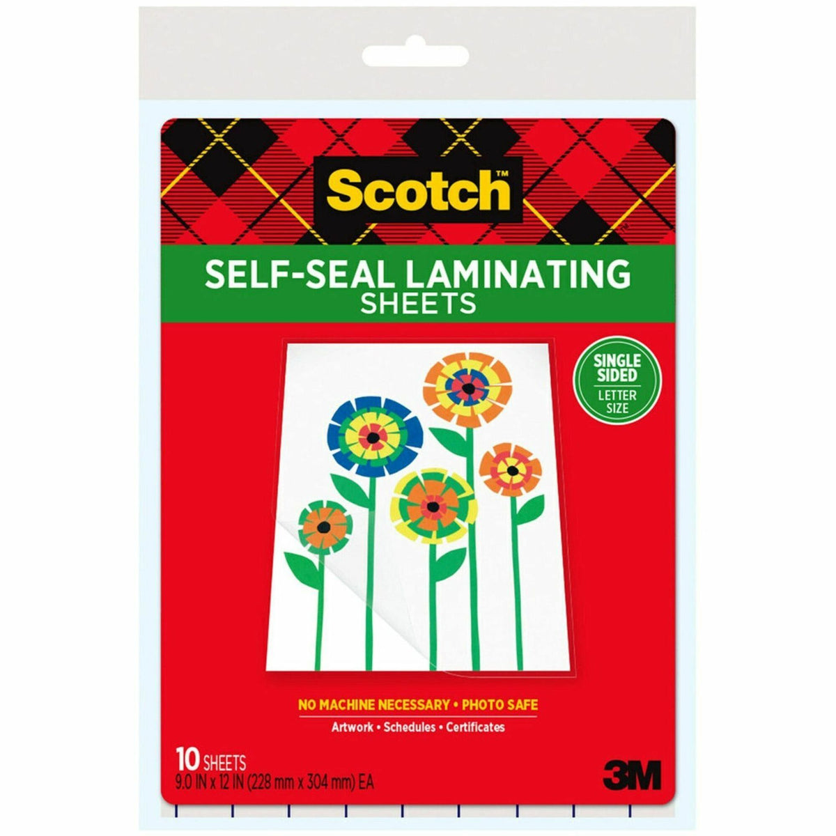 Scotch Self-Seal Laminating Pouches - Sheet Size Supported: Letter 8.50" Width x 11" Length x 9.6 mil Thickness - 10 / P