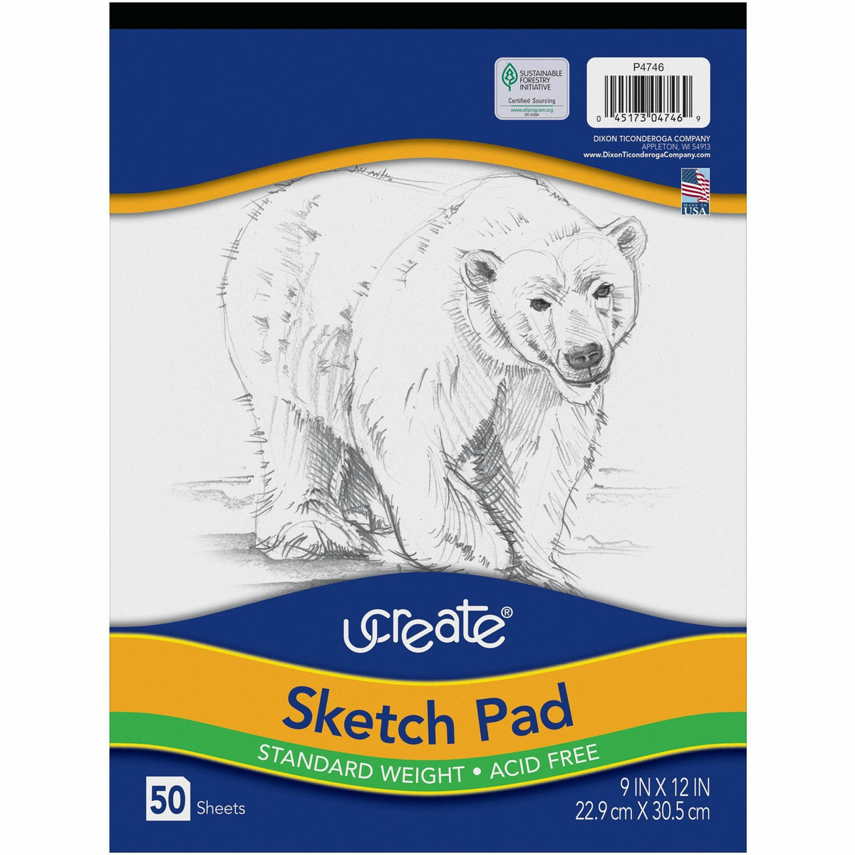 UCreate Medium Weight Sketch Pads - 50 Sheets - 9" x 12" Sheet Size - White Paper - Acid-free, Mediumweight - Recycled -