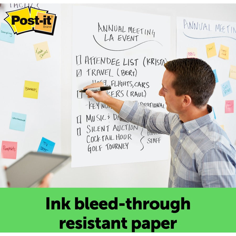 Post-it® Easel Pad with Recycled Paper - 30 Sheets - Plain - Stapled - 18.50 lb Basis Weight - 25" x 30" Sheet Size - 2 