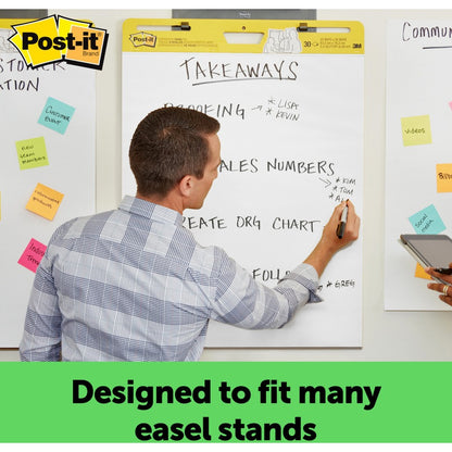 Post-it® Easel Pad with Recycled Paper - 30 Sheets - Plain - Stapled - 18.50 lb Basis Weight - 25" x 30" Sheet Size - 2 