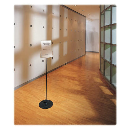 DURABLE Floor Model Sign Holder - 60" Height x 11" Width x 11" Depth - Acrylic - Gray - Tilt - 1 Each