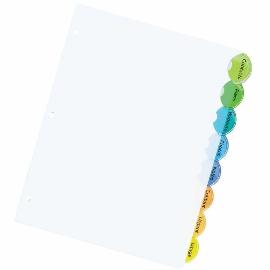 Avery Insertable Style Edge Plastic Dividers - 8 x Divider(s) - 8 Tab(s) - 8 - 8 Tab(s)/Set - 8.5" Divider Width x 11" D