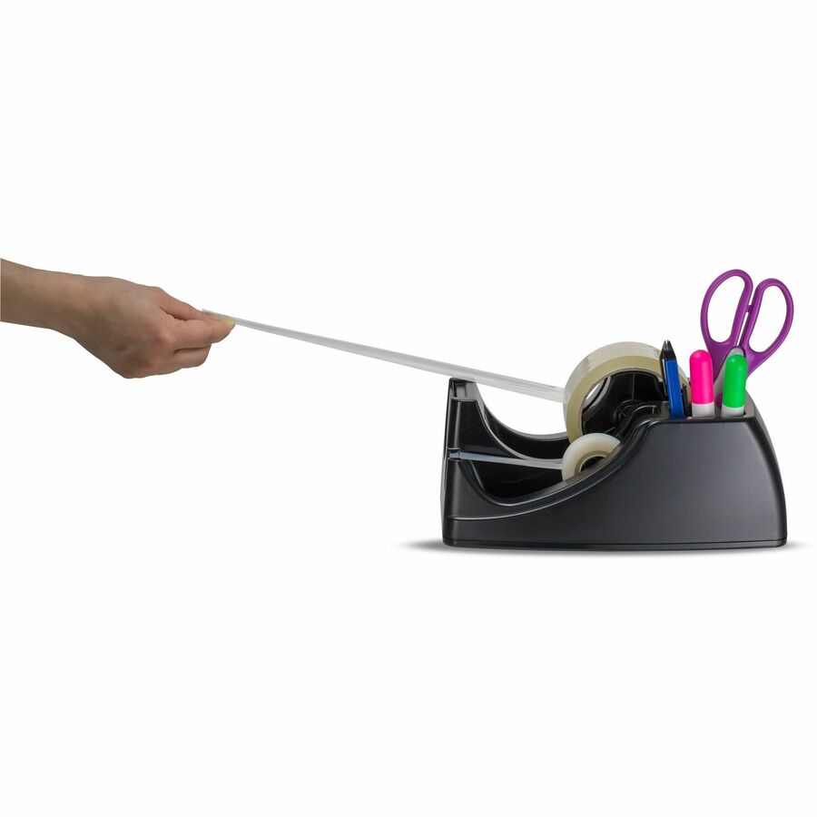 Officemate 96690 Deluxe Heavy Duty Two Roll Tape Dispenser - Holds Total 2 Tape(s) - Heavy Duty - Black - 1 Each