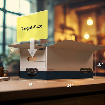 Bankers Box Liberty File Storage Boxes - 24" Legal - Internal Dimensions: 15" Width x 24" Depth x 10" Height - 4 / Carto