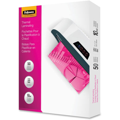 Fellowes Letter-Size Laminating Pouches - Sheet Size Supported: Letter - Laminating Pouch/Sheet Size: 9" Width x 10 mil 