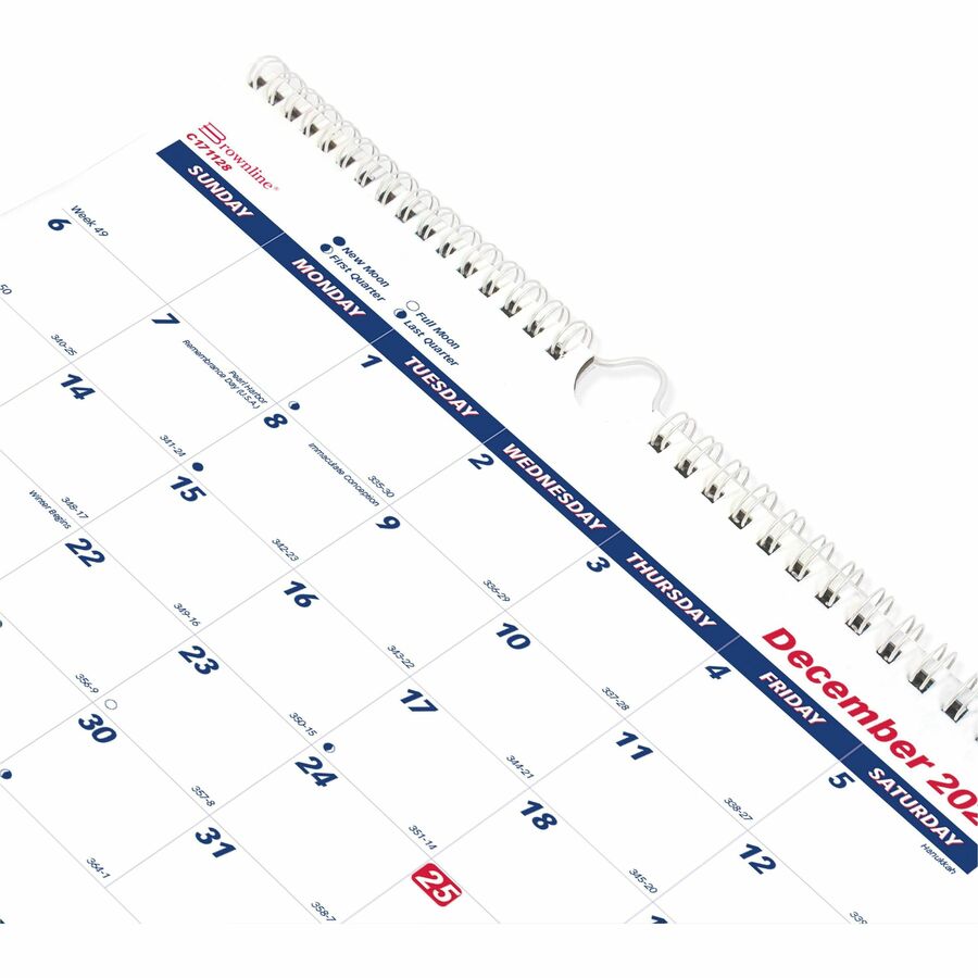 Brownline 14-Month Wall Calendar - Monthly - 14 Month - December 2026 to January 2028 - 3 Month Single Page Layout - 12 
