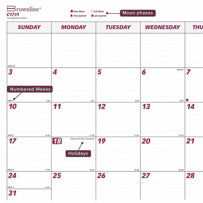 Brownline Professional Monthly Desk/Wall Calendar - Julian Dates - Monthly - 1 Year - January 2027 to December 2027 - 1 