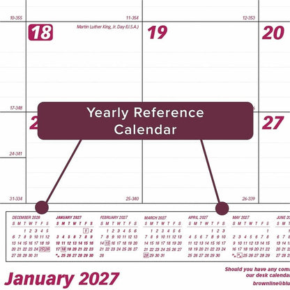 Brownline Professional Monthly Desk/Wall Calendar - Julian Dates - Monthly - 1 Year - January 2027 to December 2027 - 1 