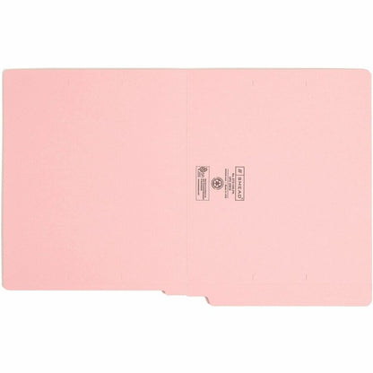 Smead Shelf-Master Straight Tab Cut Letter Recycled End Tab File Folder - 8 1/2" x 11" - 11 pt. - 2 Plys - Pink - Reinfo