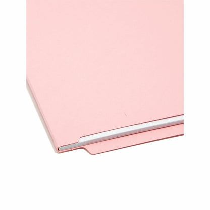 Smead Shelf-Master Straight Tab Cut Letter Recycled End Tab File Folder - 8 1/2" x 11" - 11 pt. - 2 Plys - Pink - Reinfo