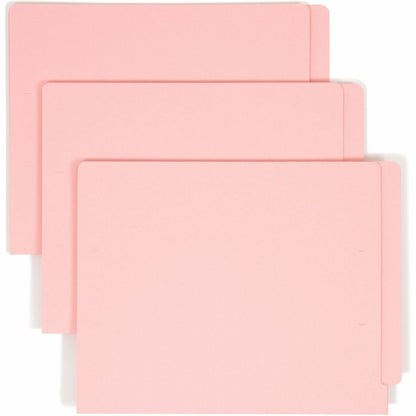 Smead Shelf-Master Straight Tab Cut Letter Recycled End Tab File Folder - 8 1/2" x 11" - 11 pt. - 2 Plys - Pink - Reinfo