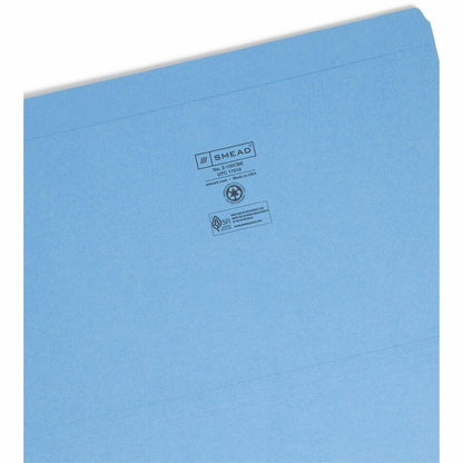 Smead Colored Straight Tab Cut Legal Recycled Top Tab File Folder - 8 1/2" x 14" - 3/4" Expansion - 11 pt. - 2 Plys - Bl