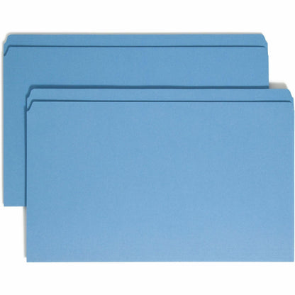 Smead Colored Straight Tab Cut Legal Recycled Top Tab File Folder - 8 1/2" x 14" - 3/4" Expansion - 11 pt. - 2 Plys - Bl
