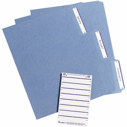 Avery® File Folder Labels, White/Purple, 2/3" x 3-7/16" , 252 (5204) - 3 7/16" Height x 43/64" Width - Permanent Adhesiv