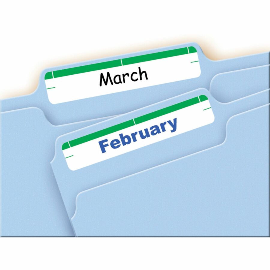Avery® File Folder Labels, White/Green, 2/3" x 3-7/16" , 252 (5203) - 3 7/16" Height x 21/32" Width - Permanent Adhesive