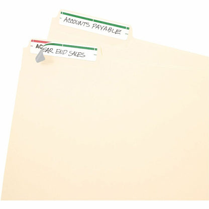 Avery® File Folder Labels, White/Green, 2/3" x 3-7/16" , 252 (5203) - 3 7/16" Height x 21/32" Width - Permanent Adhesive
