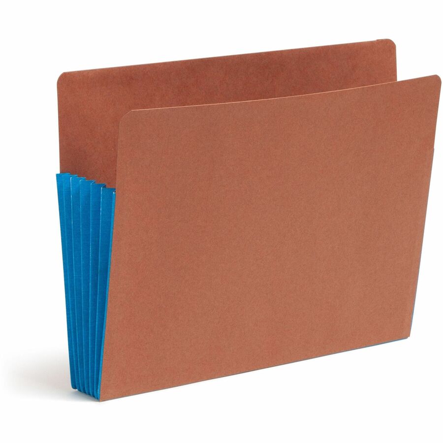 Smead Straight Tab Cut Letter Recycled File Pocket - 8 1/2" x 11" - 5 1/4" Expansion - 2 Plys - Redrope - Blue - 10 / Bo