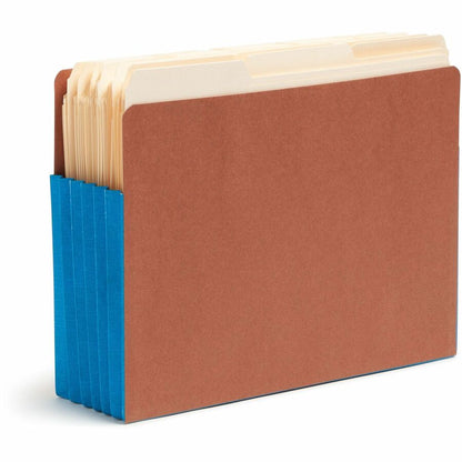 Smead Straight Tab Cut Letter Recycled File Pocket - 8 1/2" x 11" - 5 1/4" Expansion - 2 Plys - Redrope - Blue - 10 / Bo