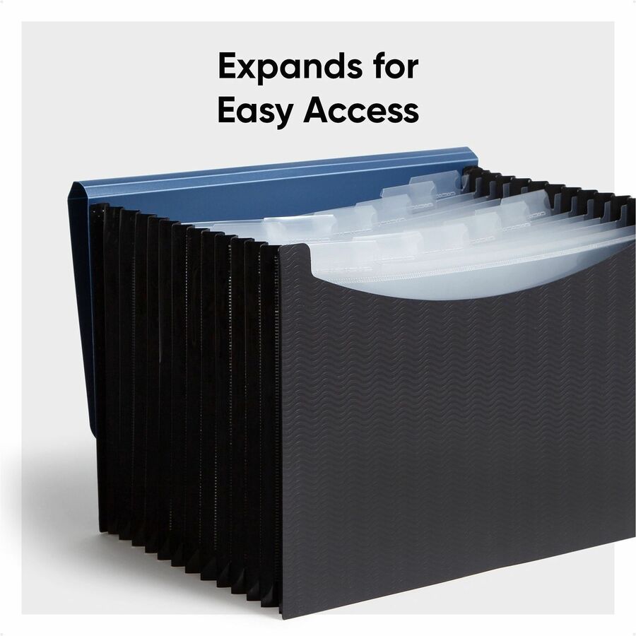 Smead Letter Expanding File - 8 1/2" x 11" - 12 Pocket - Polypropylene - Blue, Black - 1 Each
