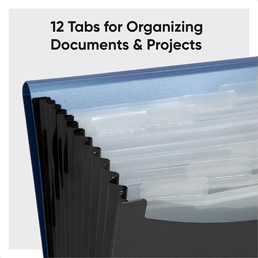 Smead Letter Expanding File - 8 1/2" x 11" - 12 Pocket - Polypropylene - Blue, Black - 1 Each