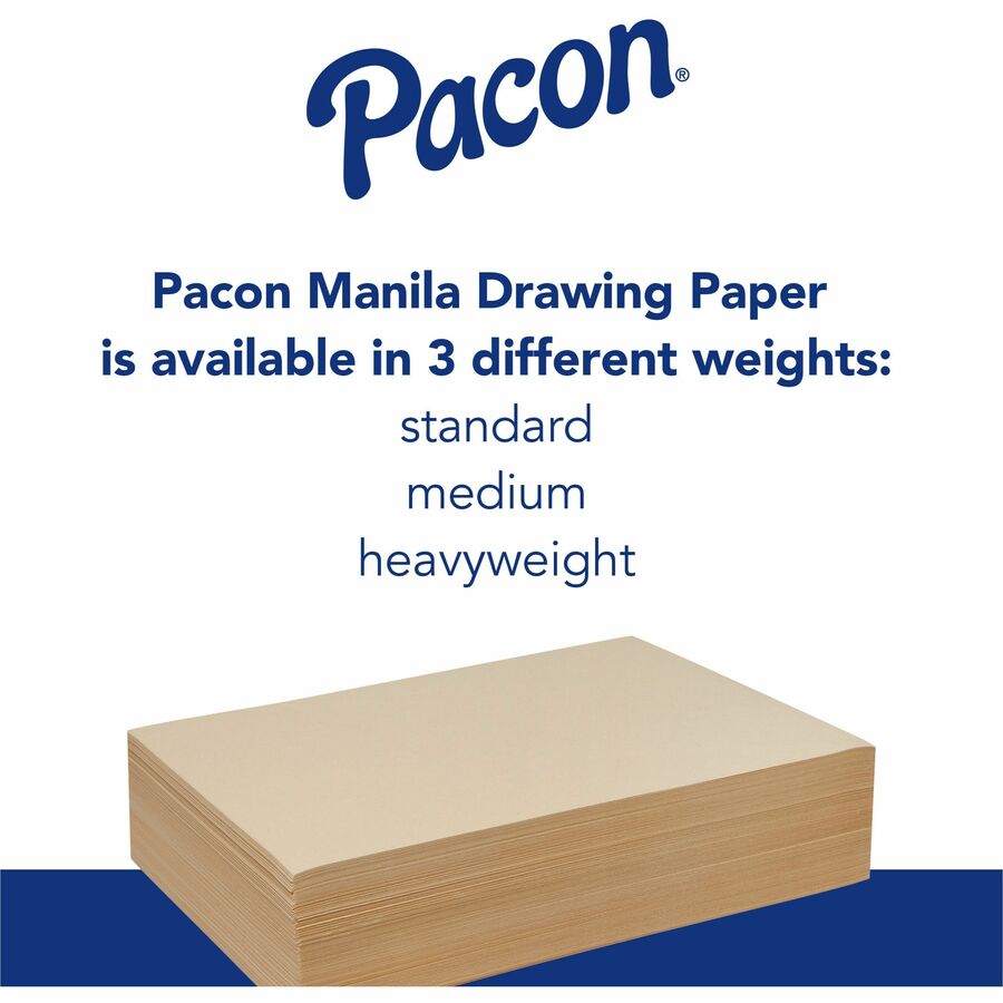 Pacon® Standard-Weight Drawing Paper - 500 Sheets - Plain - 9" x 12" Sheet Size - Manila Paper - 1 Ream