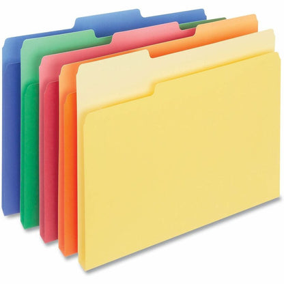Universal 1/3 Tab Cut Letter Recycled Top Tab File Folder - 8 1/2" x 11" - Assorted Tab Position - 11 pt. - Stock - Mult