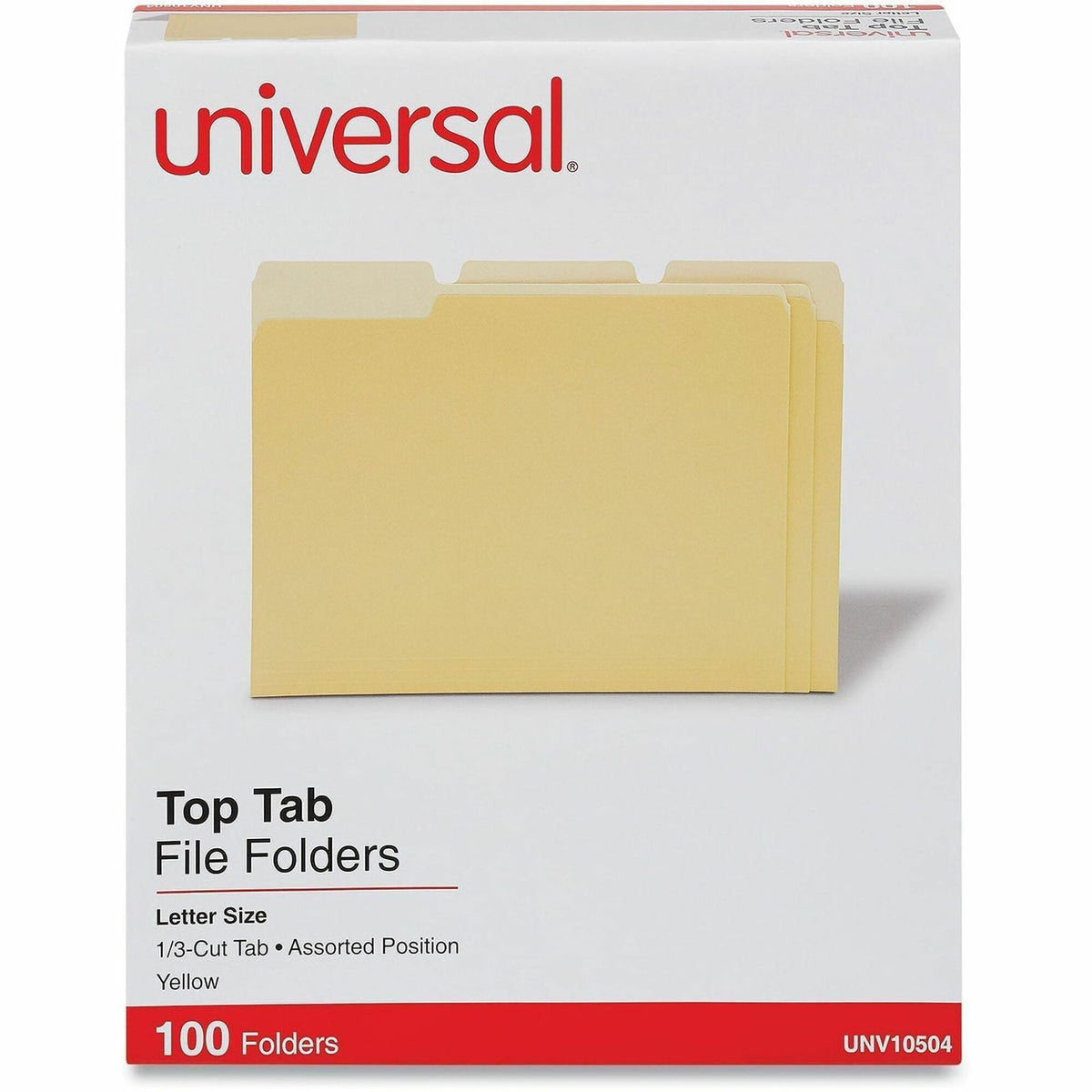 Universal 1/3 Tab Cut Letter Recycled Top Tab File Folder - 8 1/2" x 11" - Assorted Tab Position - 11 pt. - Stock - Yell