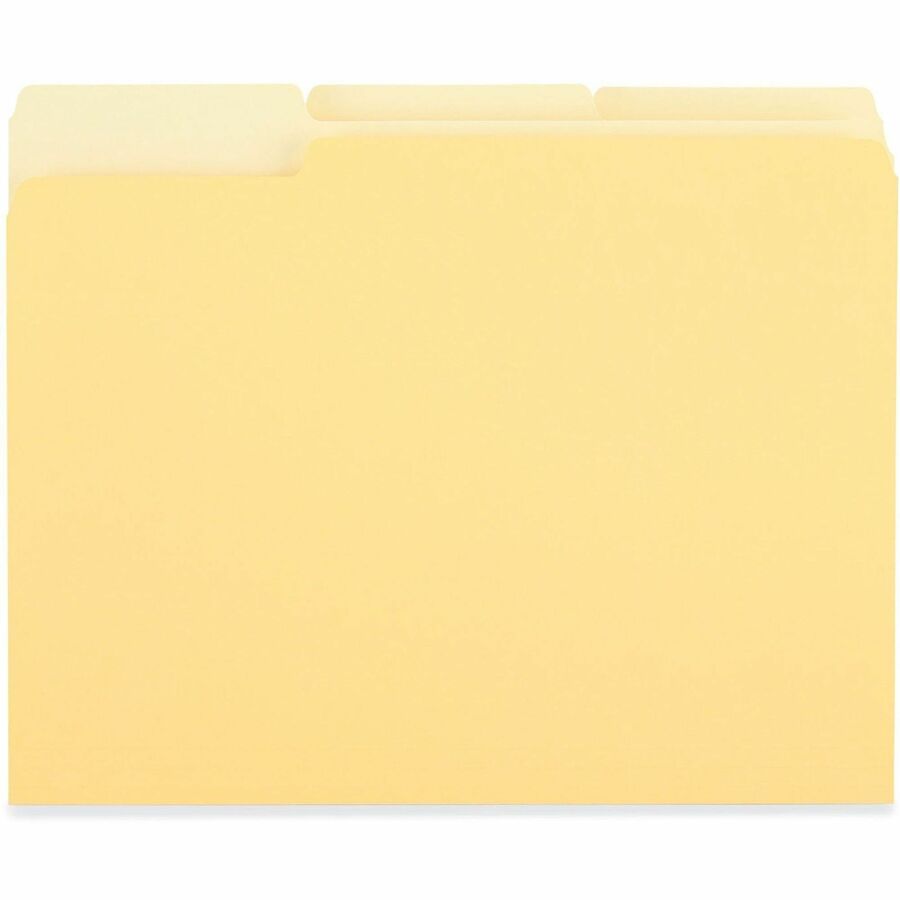 Universal 1/3 Tab Cut Letter Recycled Top Tab File Folder - 8 1/2" x 11" - Assorted Tab Position - 11 pt. - Stock - Yell