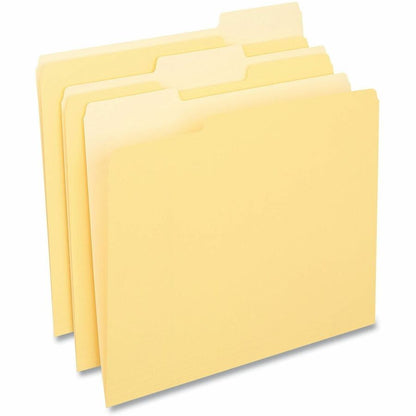 Universal 1/3 Tab Cut Letter Recycled Top Tab File Folder - 8 1/2" x 11" - Assorted Tab Position - 11 pt. - Stock - Yell