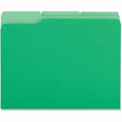 Universal 1/3 Tab Cut Letter Recycled Top Tab File Folder - 8 1/2" x 11" - Assorted Tab Position - 11 pt. - Stock - Gree