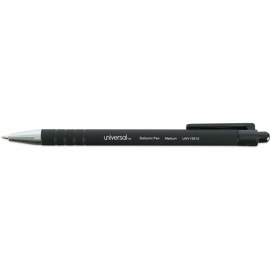 Universal Ballpoint Pen - Pen Point Size: 1mm - Ink Color: Black - Barrel Color: Black - 12 / Dozen