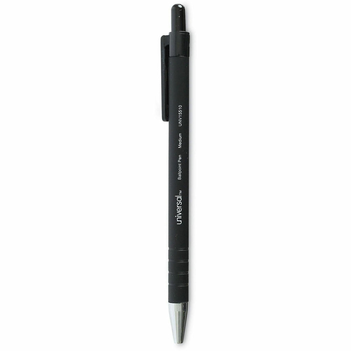 Universal Ballpoint Pen - Pen Point Size: 1mm - Ink Color: Black - Barrel Color: Black - 12 / Dozen