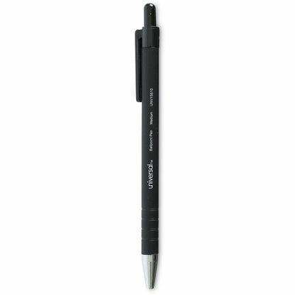 Universal Ballpoint Pen - Pen Point Size: 1mm - Ink Color: Black - Barrel Color: Black - 12 / Dozen