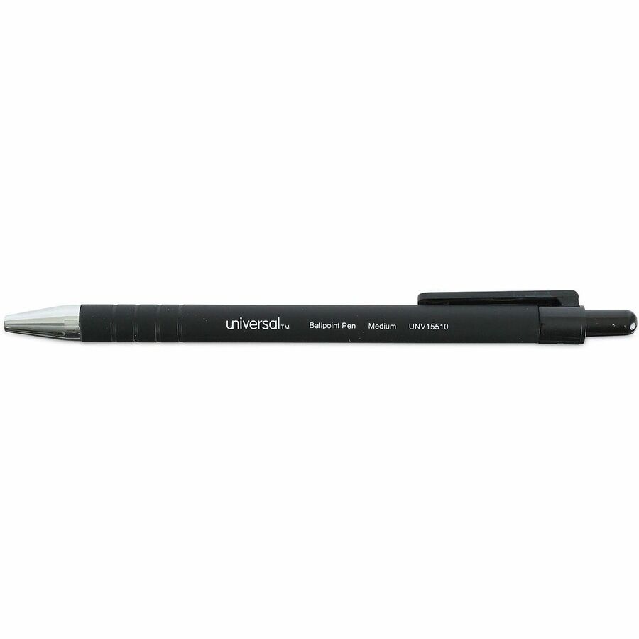 Universal Ballpoint Pen - Pen Point Size: 1mm - Ink Color: Black - Barrel Color: Black - 12 / Dozen