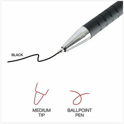 Universal Ballpoint Pen - Pen Point Size: 1mm - Ink Color: Black - Barrel Color: Black - 12 / Dozen