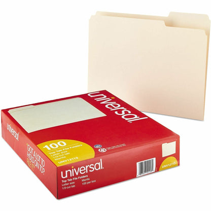Universal 1/3 Tab Cut Letter Recycled Top Tab File Folder - 8 1/2" x 11" - 3/4" Expansion - Assorted Tab Position - 11 p