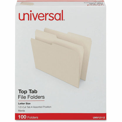 Universal 1/2 Tab Cut Letter Recycled Top Tab File Folder - 8 1/2" x 11" - 3/4" Expansion - Assorted Tab Position - 11 p