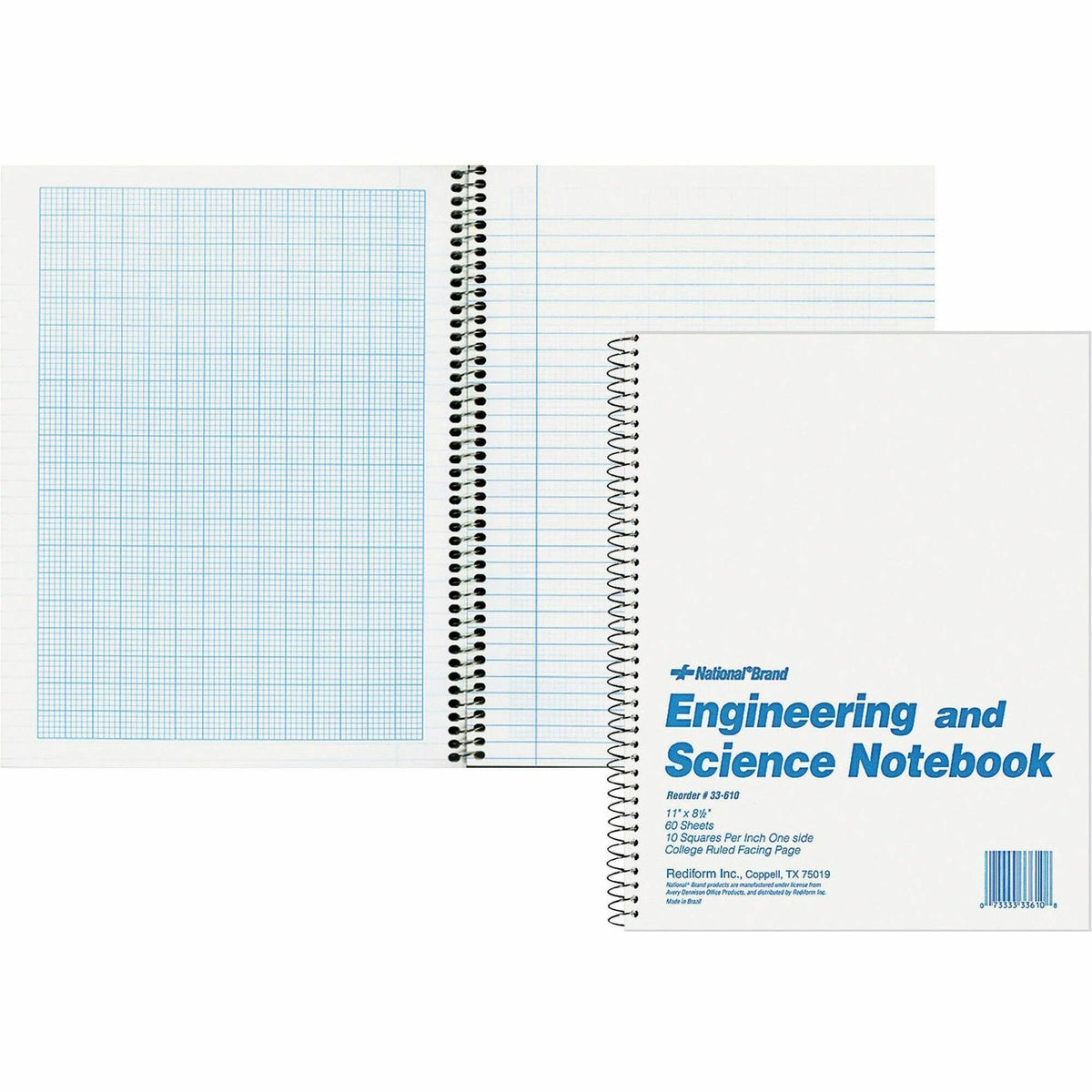 Rediform Engineering and Science Notebook - Letter - 60 Sheets - Wire Bound - Both Side Ruling Surface - Light Blue Marg