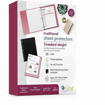 C-Line Sheet Protectors - 2 x Sheet Capacity - For Letter 8 1/2" x 11" Sheet - 3 x Holes - Ring Binder - Rectangular - C
