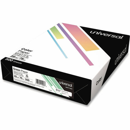 Universal Deluxe Colored Paper, 20 lb Bond Weight, 8.5 x 11, Green, 500/Ream - 20 lb Basis Weight - 75 g/m² Grammage - G